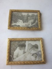 41185 Puppenstube Bilderrahmen Paar Goldblech Jugendstil 6,5x4,5cm glas gut