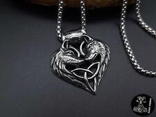 Anhänger Herz Wolf Wölfe Schmuck Halskette Kette Edelstahl Geschenk Valentin NEU