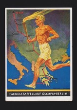 Werbekarte Nr.6 für die Olympischen Spiele 1936 in Berlin der Fackellauf