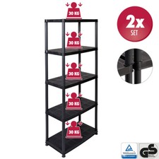 2 Stück Kunststoffregal Haushaltsregal Kellerregal Regal 71 x 38 x 170 cm