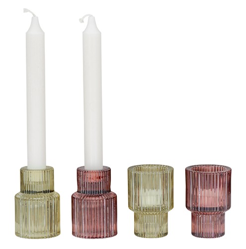4er set kerzenständer - 4er, glas