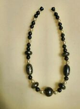 Tolle Halskette Modeschmuck Damen Vintage Perlen,Elemente Schwarz, Gold 