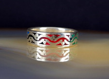 Ring Silber 925 bunt verziert Multicolor 17,0 mm - außergewöhnlich & modern