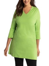 Big-Size Baumwolle 3/4-Arm Shirt Tunika Ulla Popken lime Gr. 62/64 UP16
