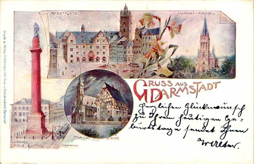 Litho gruss aus darmstadt - litho,
