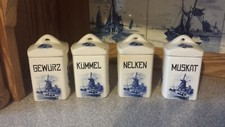 4 antike kleine Keramik-Dosen