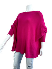 Coco Italy beere Oversize Poncho Strick Pullover Feinstrick 38 40 42 44 46