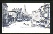 Lübeck, Klingenberg und Sandstrasse mit Geschäften und Denkmal, Ansichtskarte 