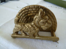 Briefständer Highland Terrier Vintage Scottie Hund Messing 1960er*Selten &RaR