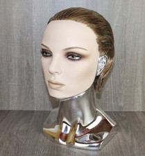 Schaufensterpuppe Mannequin Kopf Chromfarben Höhe 35 cm