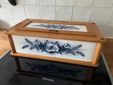 Brotkasten - antik - Keramik - Holz - Mohnblumen - Ähren - Dekor