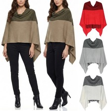 Damen Strickponcho zweifarbig