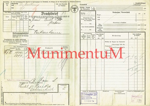 Frachtbrief 1938 westheim post - 1938,