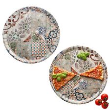 2x Pizzateller Alcazar Ø33cm 2 Personen XL-Teller Fliesenoptik Platte mediterran