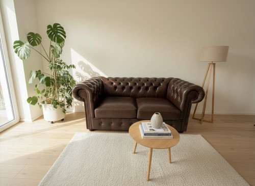 Chesterfield leder sofa - leder,