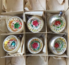 Antiker Ausgefallener Christbaumschmuck  Weihnachten rar 6 Reflexkugeln 25/49