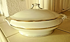 Vintage Suppenterrine  Porzellan Goldrand oval Marke "SORAU" 23x 16 cm (innen)