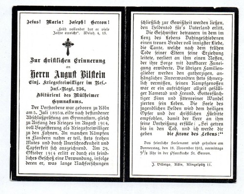 Sterbebild einjähriger