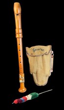 Alte Herwiga Chor Flöte Inkl. Tasche Ca. Um 1930 Reinigungsbürste Alt Deutsch