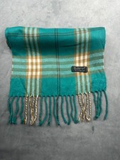 BURBERRY Vintage Schal | Karo-Muster | 100% Lammwolle | Türkis