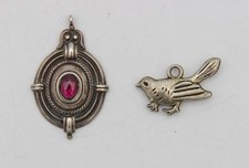 Silberschmuck Anhänger Cabochon 925 Silber gepunzt & Vogel Charm Glücksbringer