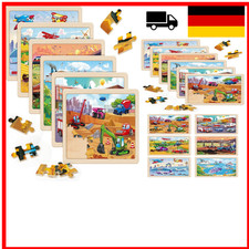 Holzpuzzle Fahrzeuge – Langlebig & Sicher, 6x60 Teile, ideal für Kinder
