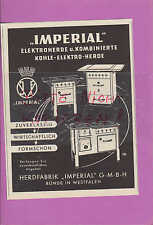 BÜNDE, Werbung 1951, Herd-Fabrik IMPERIAL GmbH Kohle-Elektro-Herd