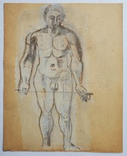 Zeichnung Mischtechnik Aquarell Akt Männer Doppelseitig Edvard Frank Nachlass