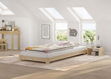 Niederflurbett 90x200 Fichte/Tanne massiv unbehandelt mit wählbarem Zubehör 