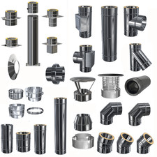 Edelstahlschornstein Bauteile Zubehör Einzelteile DW80 - 200 mm /05 Konfigurator