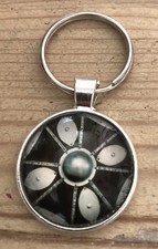 Schlüsselanhänger Wikingerschild Asatru Wikinger Larp schwarz-weiß K17.6