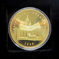 Medaille 1200 Jahre Frankfurt Kaiserdom Silber 999/1000 Goldauflage 24 Karat MDM