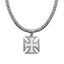 Halskette Königskette Figarokette Panzer + Anhänger Kreuz Set Herren Silber Schwarz Weiß