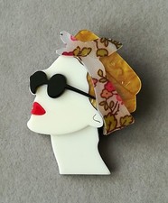 Retro Brosche Rockabilly Dame Haarband Acryl Mode 50er 60er Style Frauen Kopf