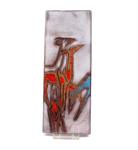 Ruscha wandbild keramik rehe - wandbild,