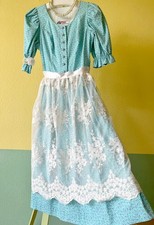 Alphorn vintege Trachtenkleid Dirndl mit Schürze tükis mit pink blumen Gr.42