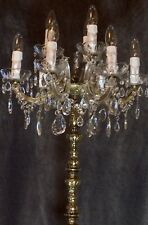 Lampe Stehlampe Bronze Messing Kronleuchter 9 fl. Kristallbehang