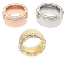 Edelstahlringe Damenring Massiv glänzend rose gold silber 14 mm breit Zirkonia