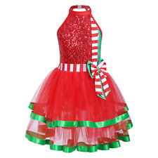 DE ranrann Mädchen Weihnachten Neckholder Santa Claus Kostüm Pailletten Kleid 