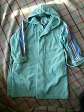 adidas Bademantel für Kinder - Gr. 140 türkis mit blau - Frottee 100% Baumwolle