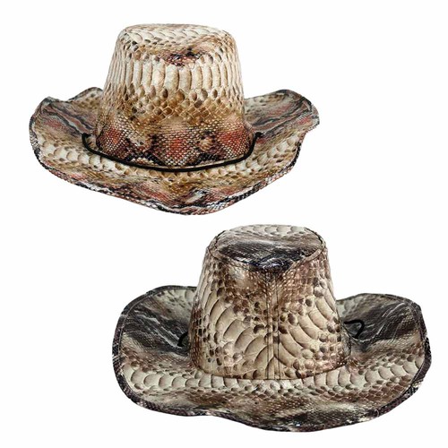Schlangenleder optik cowboyhut - schlangenleder-optik,