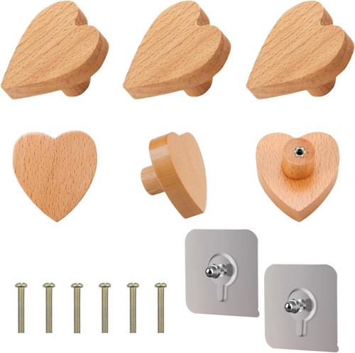 Möbelknöpfe holz herzset - möbelknöpfe,