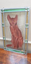 Schöne Bleiverglasung Glaskatze Vintage Katze Tiffany Fensterbild Antik