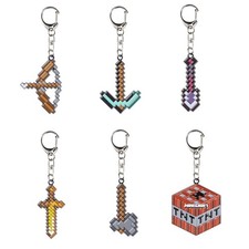 Minecraft Metall Schlüsselanhänger Axt Hacke Schaufel Schwert Auswahl NEU&OVP