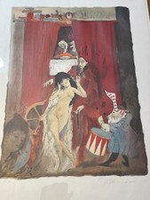 Otto Bachmann 1915-1996 Farblithographie Magier Zirkus weiblicher Akt