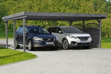 Doppelcarport GRAU 6x5 m Carport Holz Dachplatten ANTHRAZIT Trapezblech Metall