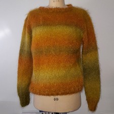 Pullover · Langhaarmohair · handgestrickt · superflauschig · sand/gelb/oliv