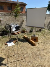 Bauer T16 Sound Projektor Box und Anleitung Projektionsleinwand + Tisch Vintage