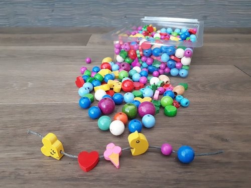 Holzperlen buche bunt - bunt, mix