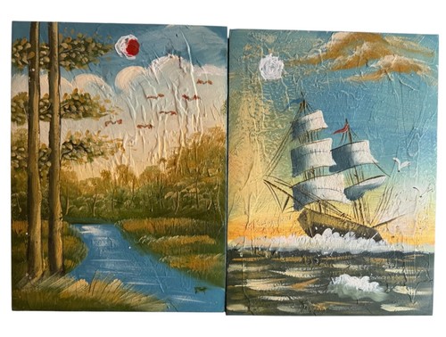 2er set gemälde segelschiff - set,